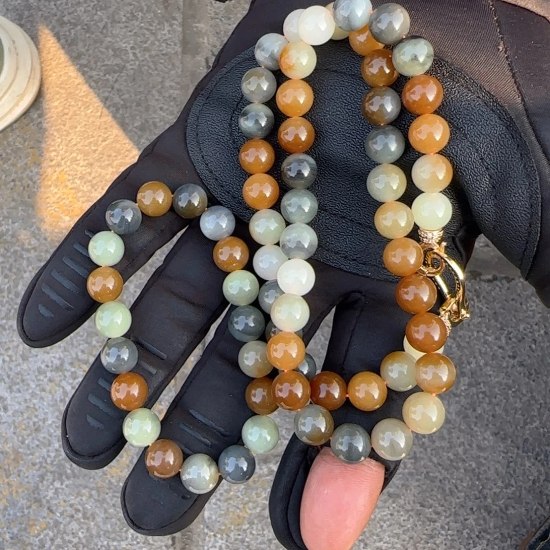 和田玉未镶嵌颈饰卡十妈妈链戴手串