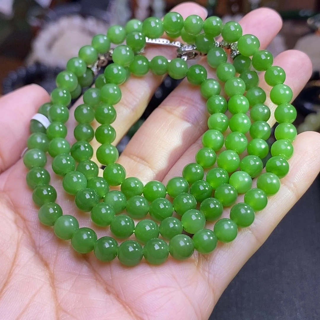 手链未镶嵌和田玉碧玉脂膏级珠串约6MM天花板