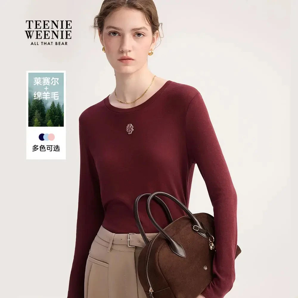 TeenieWeenie小熊女装T恤25秋新款休闲柔软舒适打底衫TTLA254901W