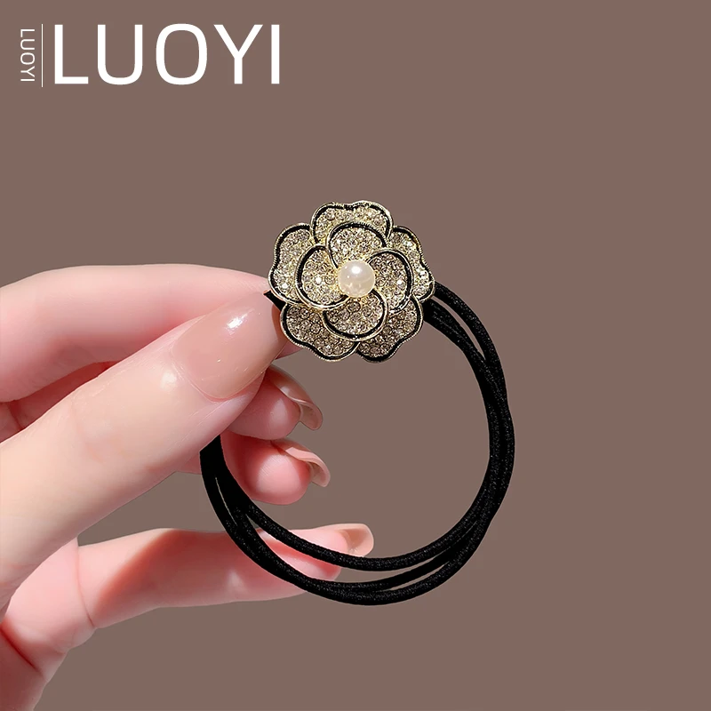 2025新款小香风山茶花发绳女高端头绳皮筋马尾头饰发圈扎头发饰品