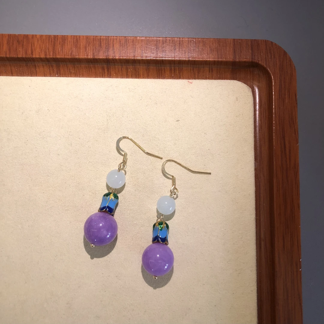 铜合金珐琅耳饰 紫色国风百搭时尚大气耳饰068