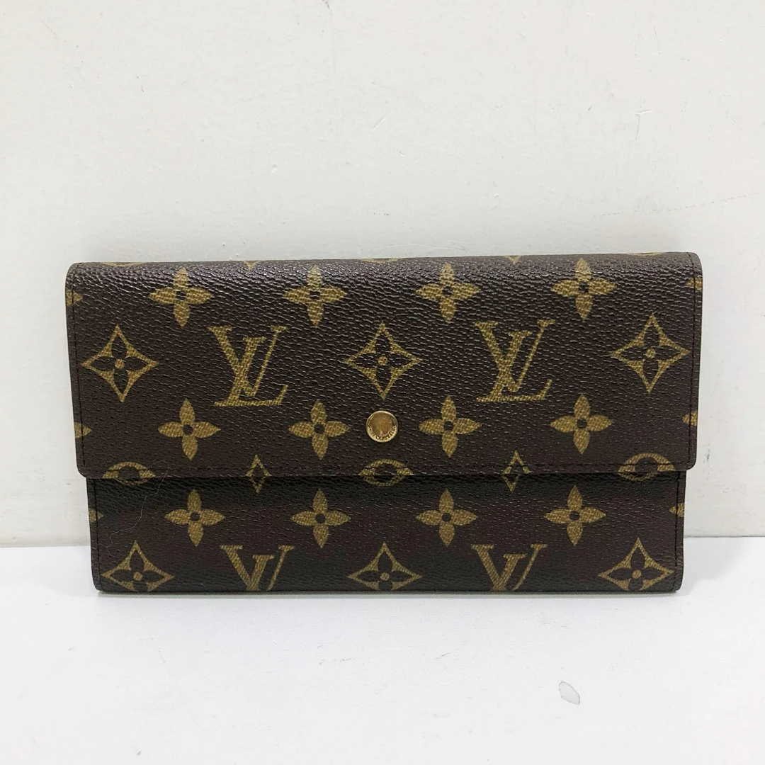 95新 LouisVuitton/路易威登 lv全皮老花金豆子钱包