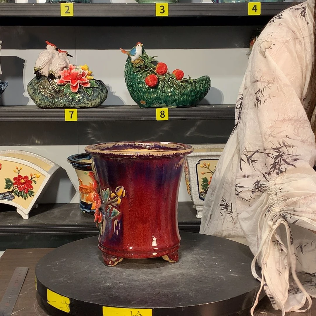 橙***橙高温烧制石湾盆花盆