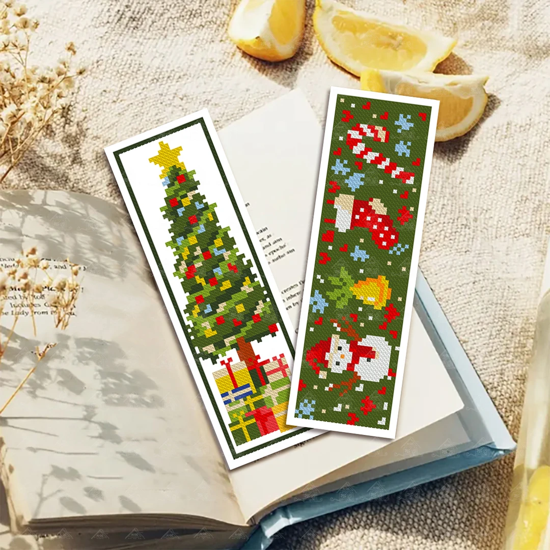 爱阁十字绣书签-圣诞快乐新款简约客厅手工线绣