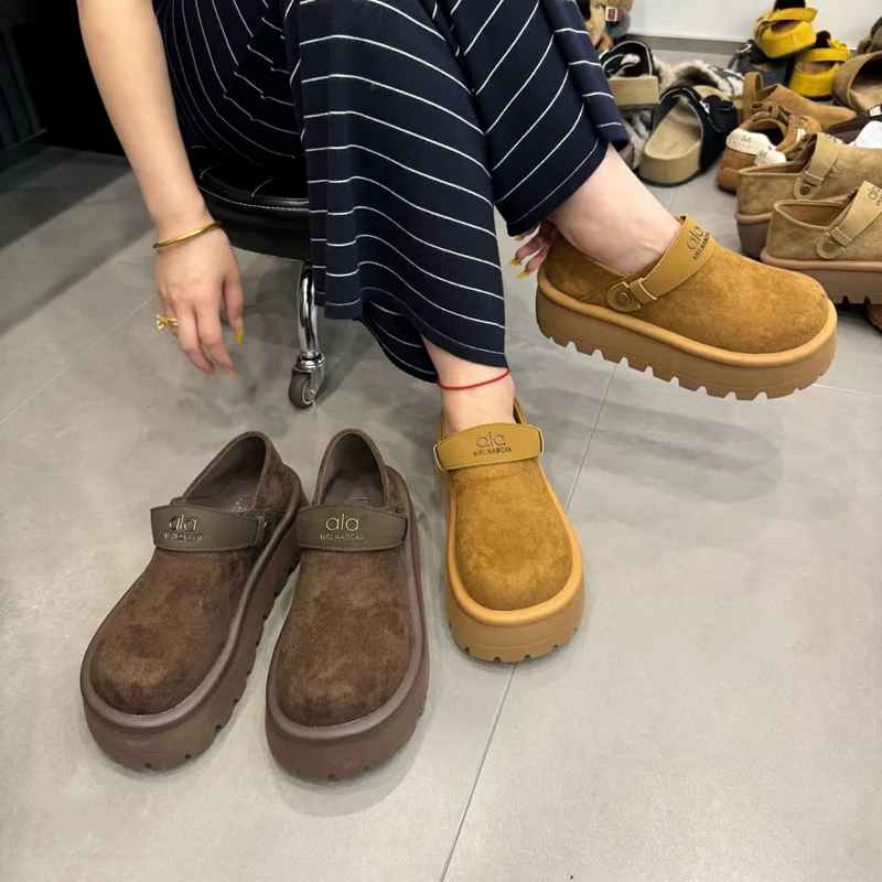 厚底两穿勃肯鞋一脚蹬复古单鞋女2025新款秋休闲乐福鞋博肯豆豆鞋