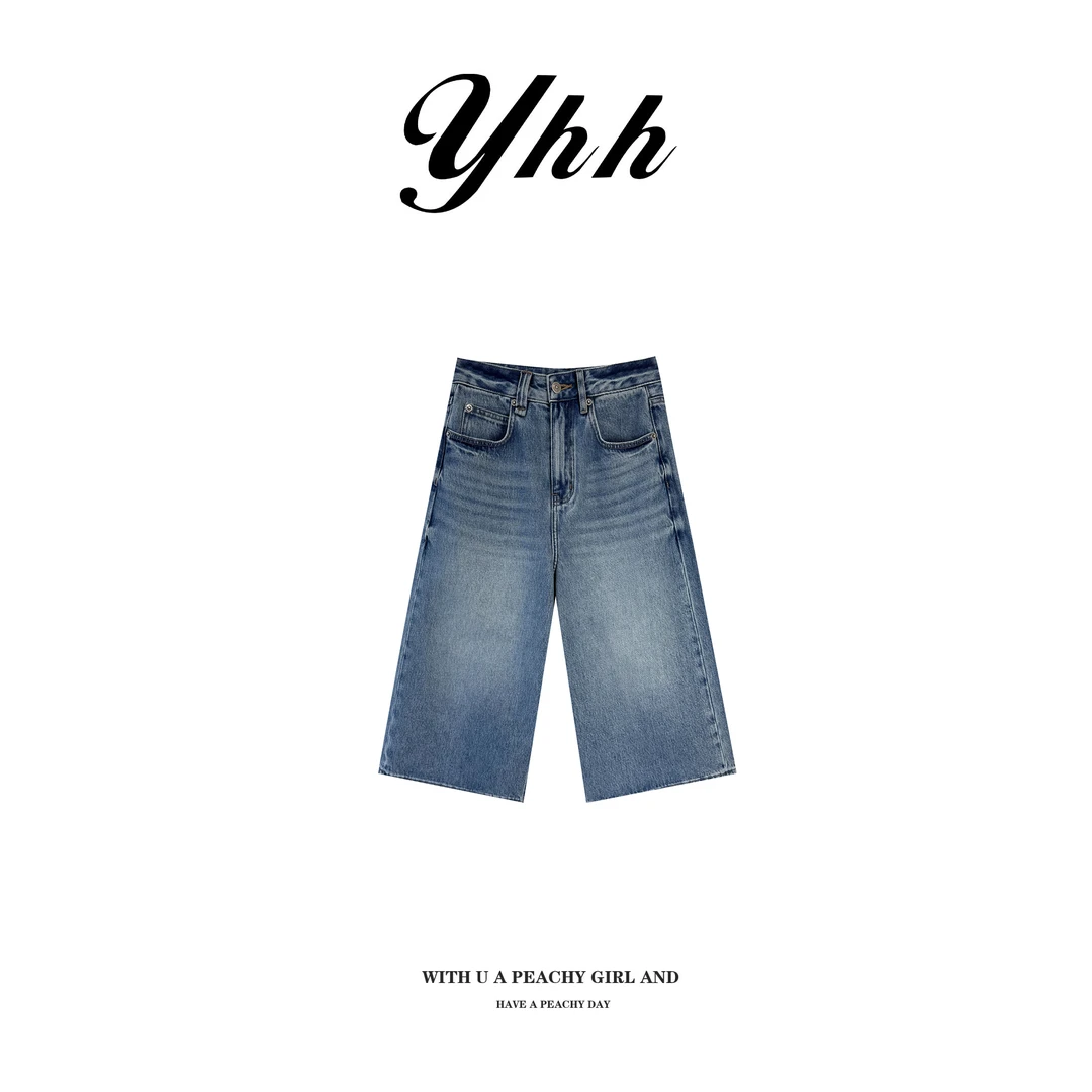 【余欢欢】夏季休闲显瘦亲肤透气纯棉七分牛仔腿裤-YHK50172