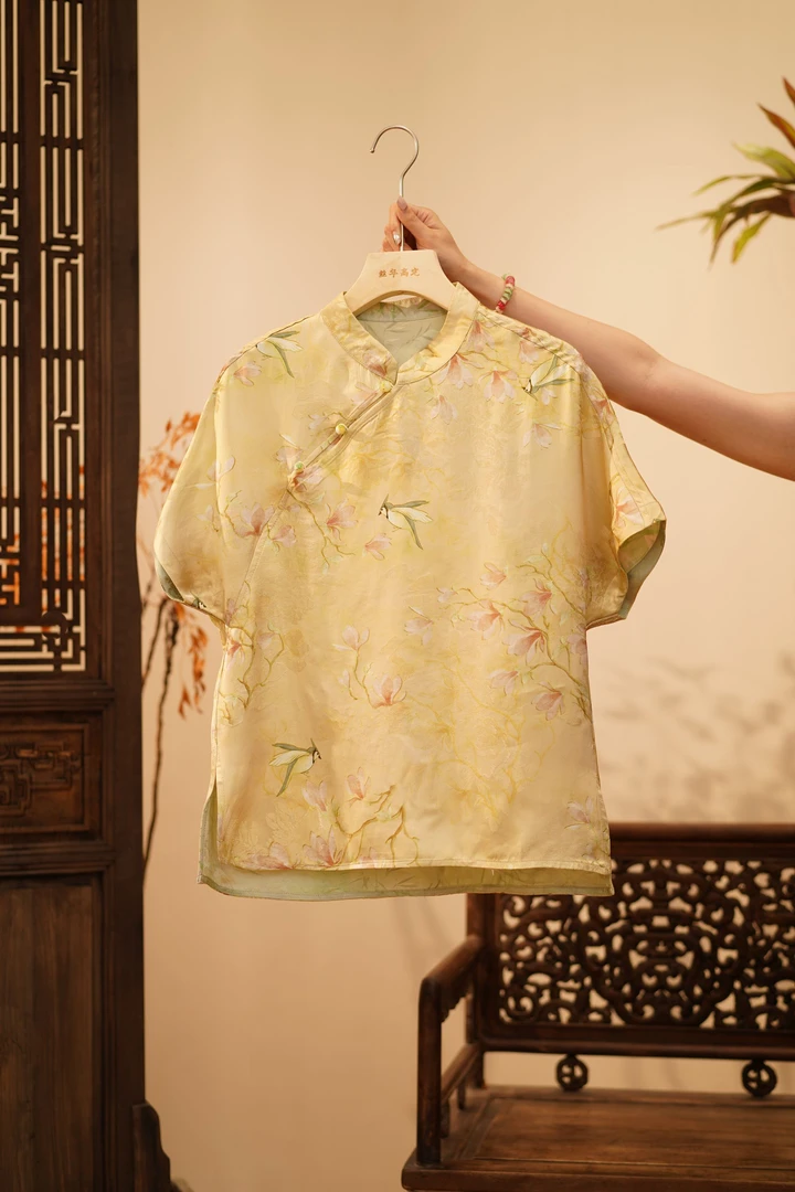 玉盏凝春｜新中式国风时尚百搭重磅浮光锦上衣旗袍小衫-5367-彦林