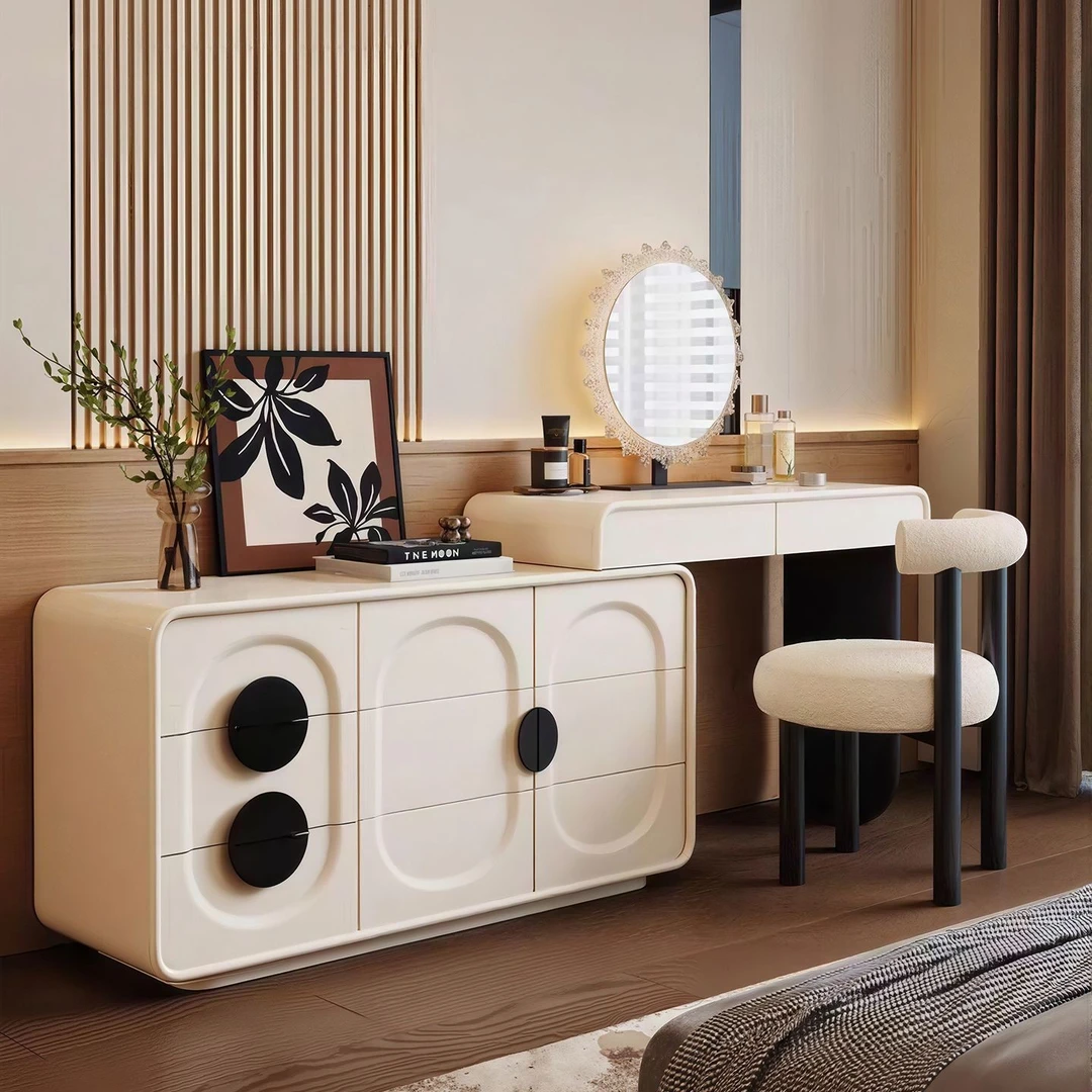 【沫岚居家具】梳妆台斗柜一体新款现代卧室简约化妆桌奶油风高级