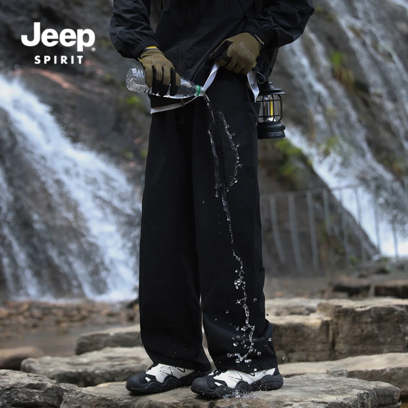 JEEPSPIRIT吉普山系机能风防水工装裤宽松休闲长裤子青少年伞兵裤