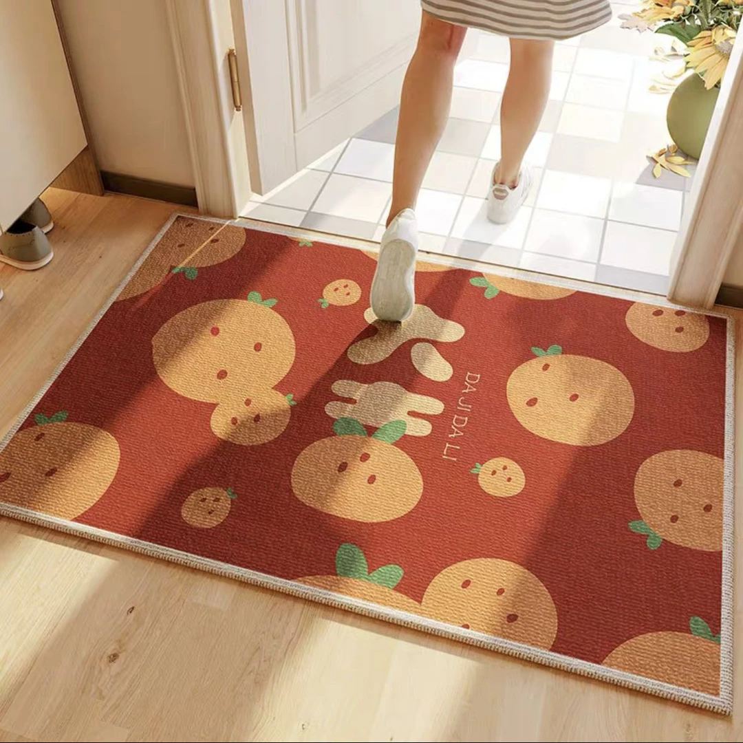 新款水晶绒地垫入户玄关地垫门口进门防滑垫红色喜庆乔迁结婚垫子