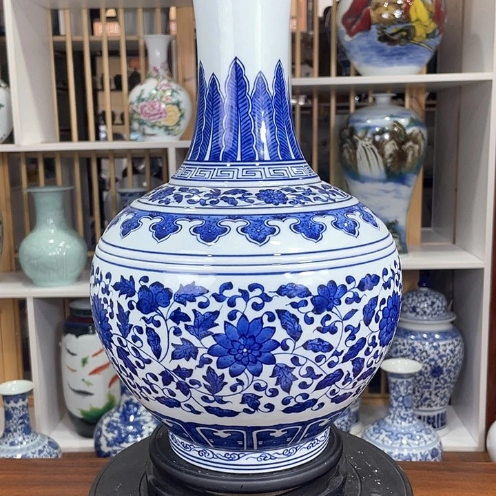 摆件用****6青花缠枝莲手绘夭球