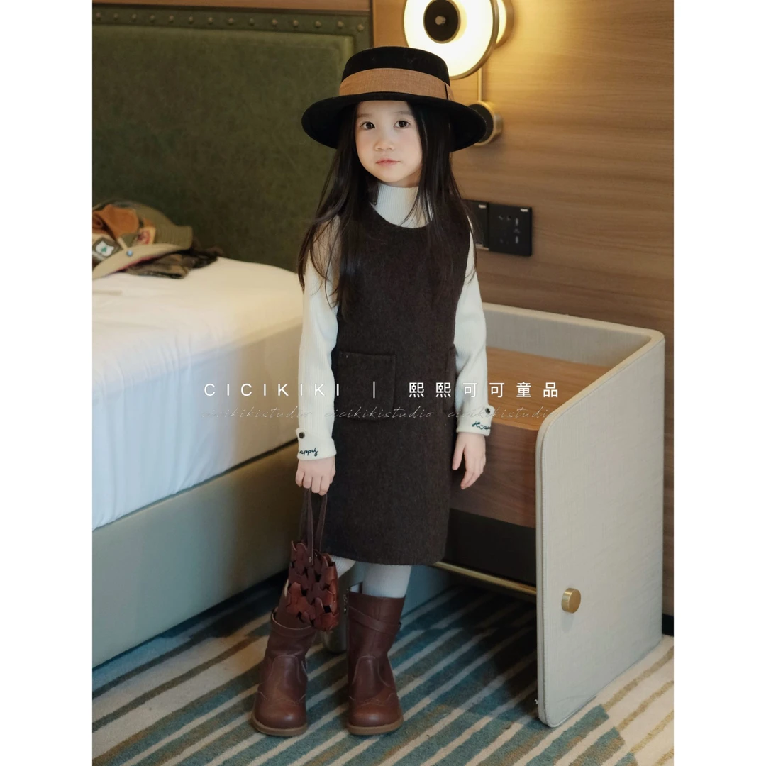 【熙熙可可】2025冬季女童高定毛呢呢大衣背心裙 NDY2506