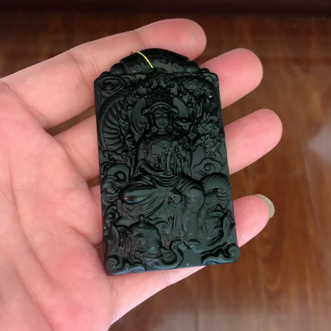 天然缅料A货 十级黑普贤挂件1046