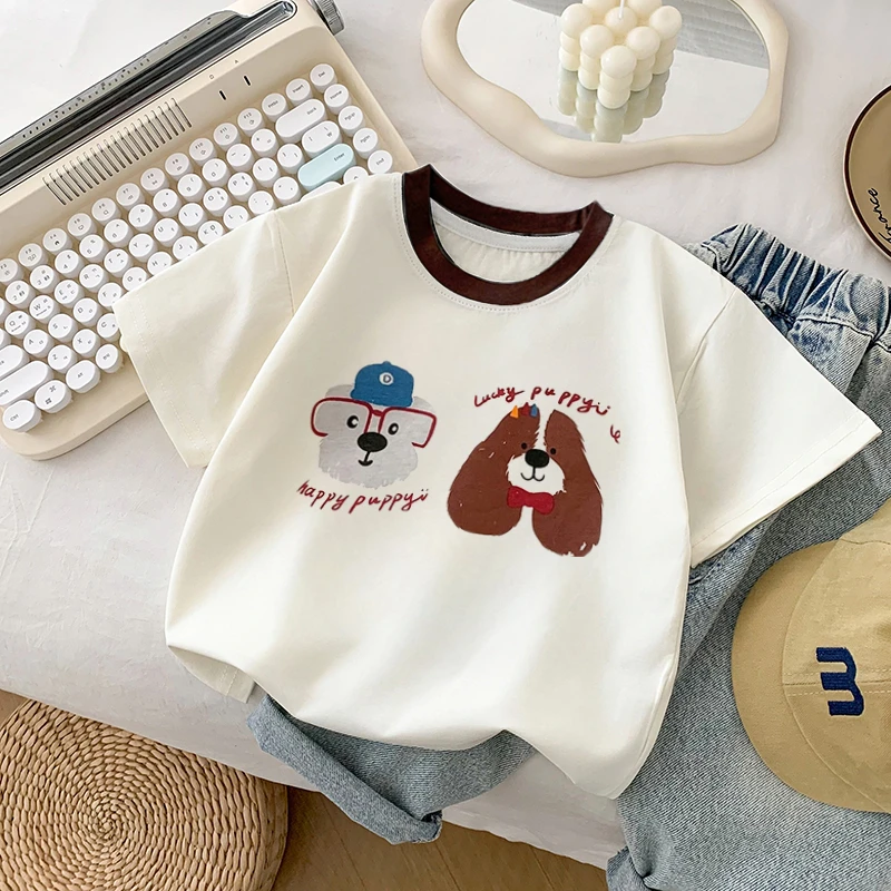 夏季新款纯棉短袖男童T恤男女童宝宝夏装童装韩版时尚半袖上衣