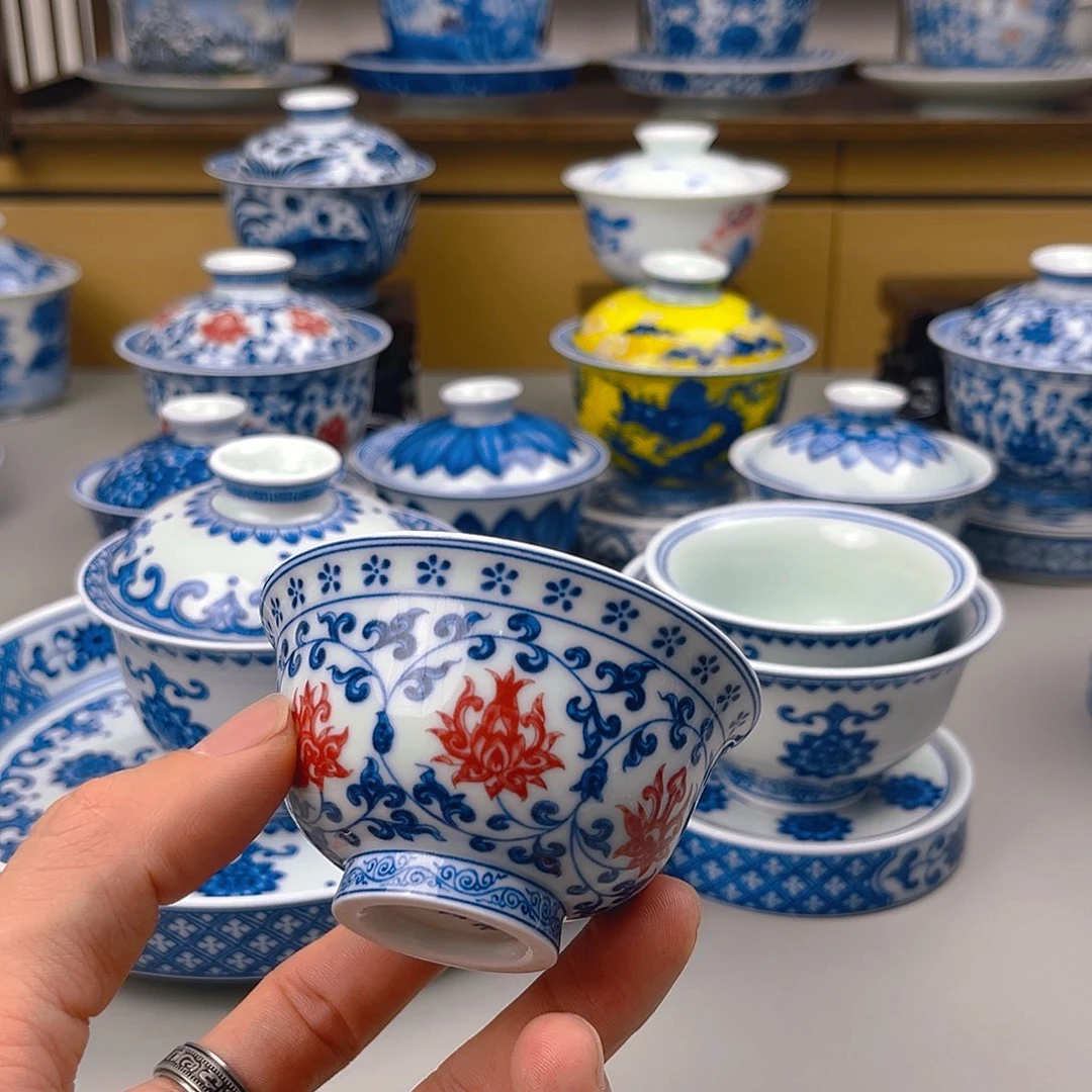 静*釉里红缠枝莲小压手加扳指