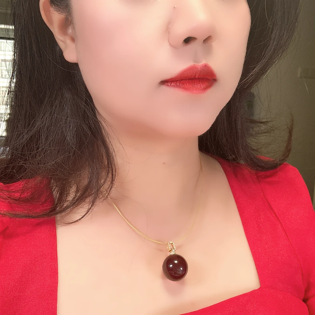 臻雅珠宝-血珀单珠22+缅甸老坑料3A级琥珀单珠吊坠项链时尚百搭