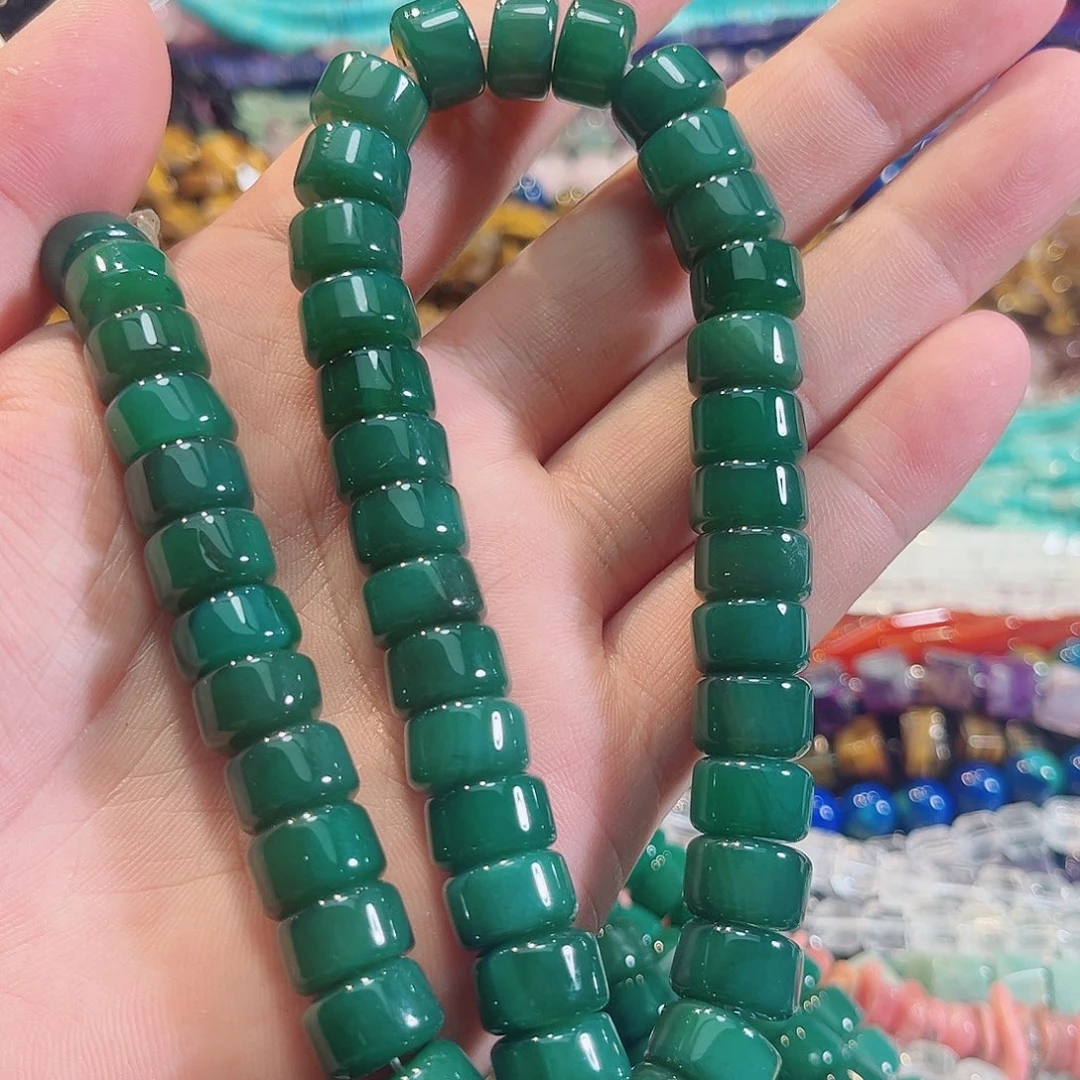 玛瑙/玉髓合金珠宝半成品绿玛瑙直切一条12mm