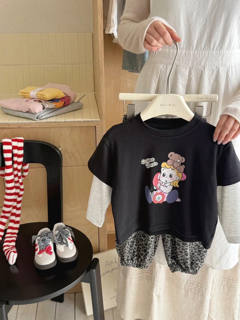 SY-8025-儿童韩系云朵绒拼接袖T恤（秋款）