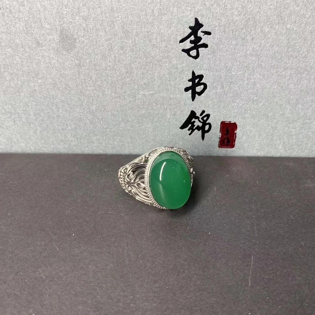 李书锦保真 BY 绿玛瑙男戒指