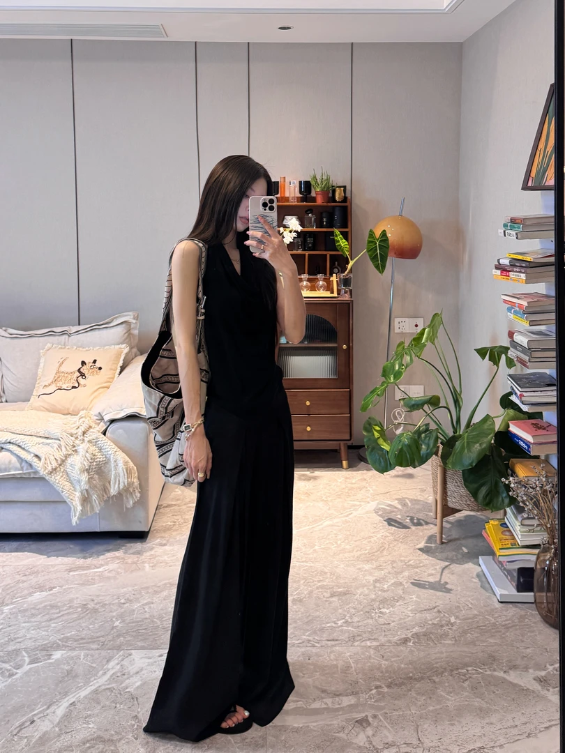 R-HER【浓情华尔兹】夏季新款简约时尚显瘦舒适洋气垂感休闲裤子