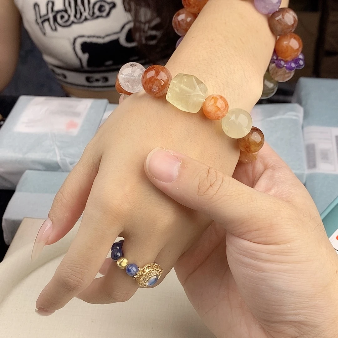 手链水晶银S925镀金镶嵌