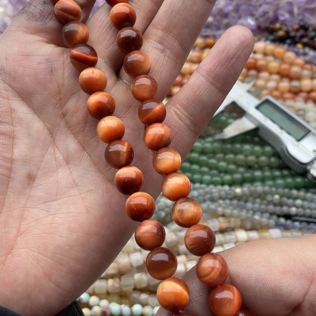 玛瑙/玉髓珠宝半成品未镶嵌一条装10mm橙虎圆珠