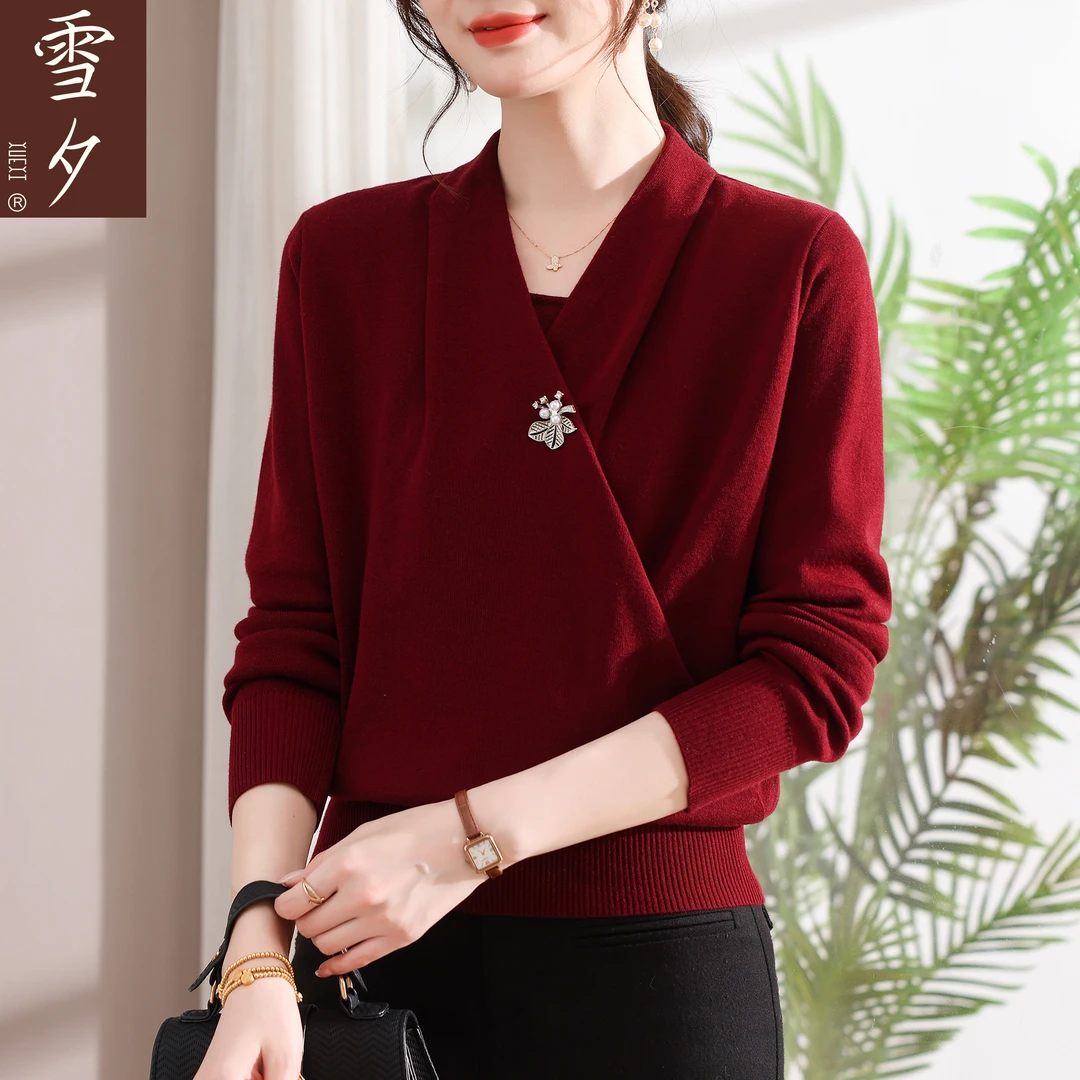 本命年妈妈秋装红色针织小衫2025新款巨好看毛衣可外穿中老年上衣