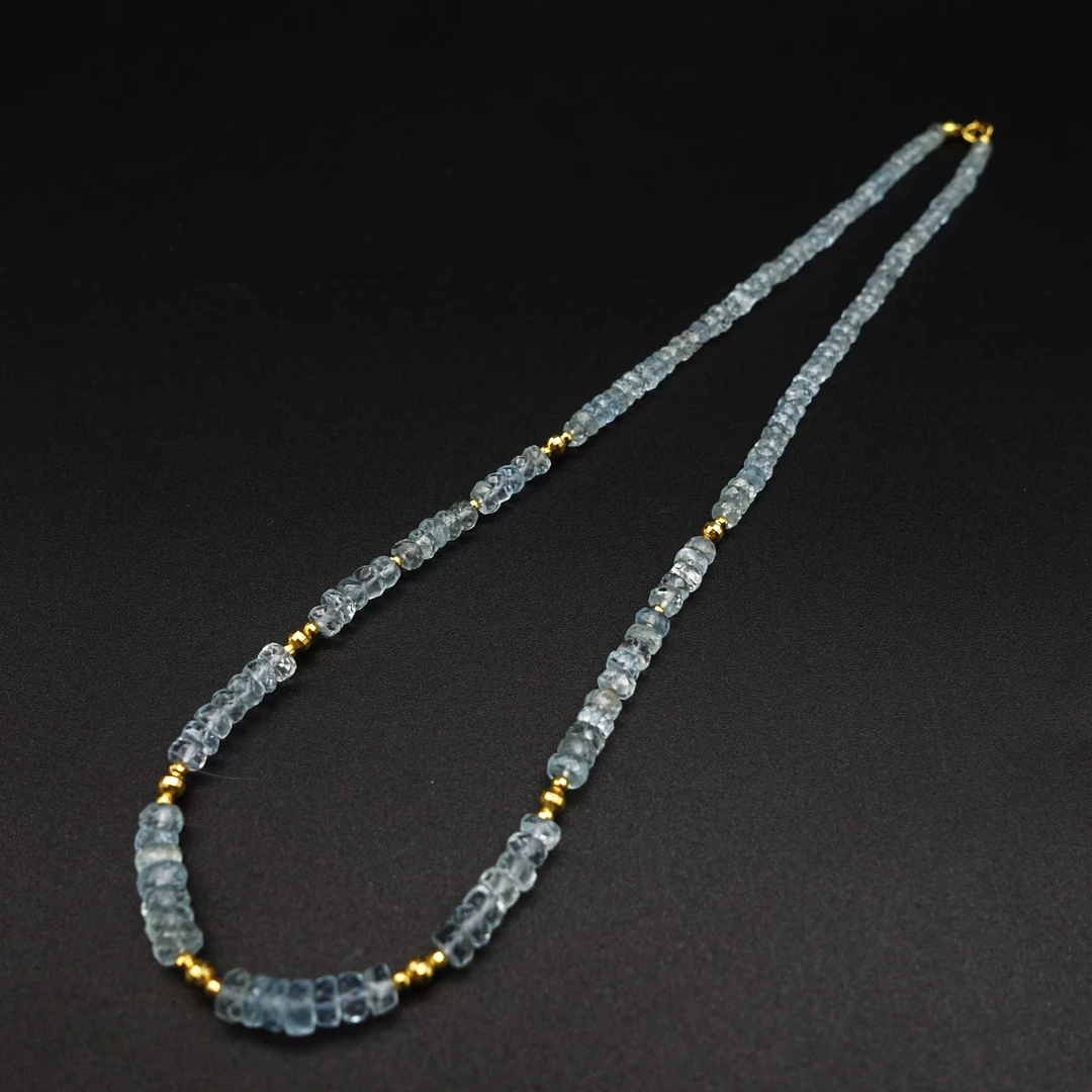 JUSTARRY【海天色】18k金天然海蓝宝切角项锁骨链（定位扣非18k金）