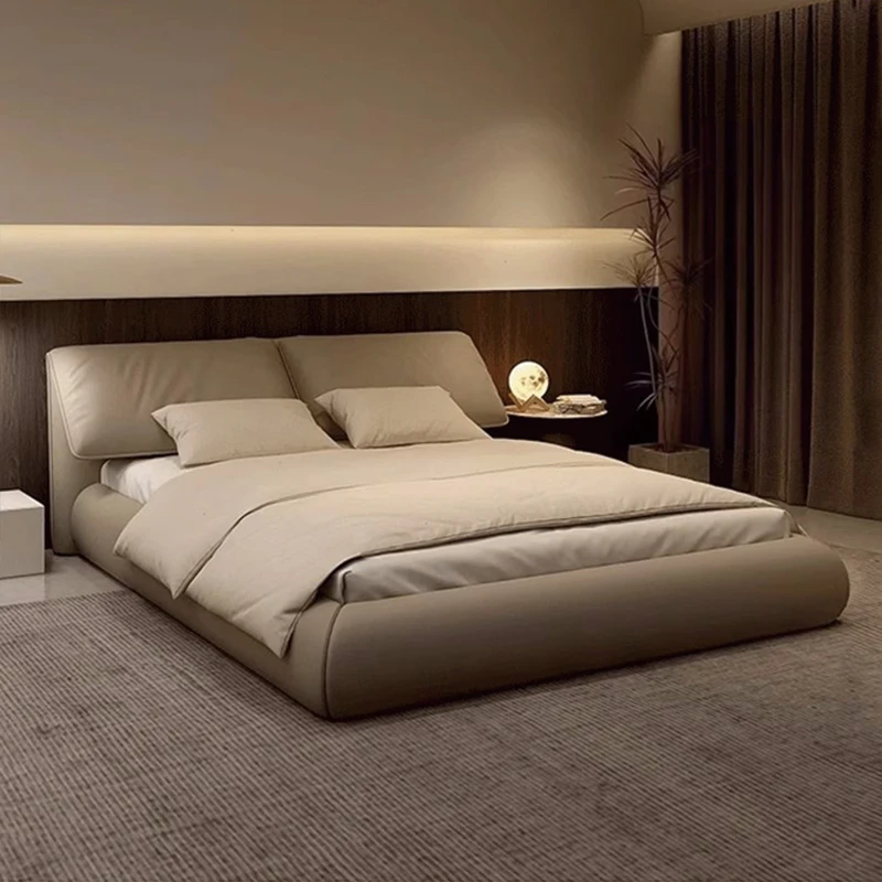 【钢木结构】意式现代简约皮艺床大象耳朵内嵌皮床家用主卧室双人床