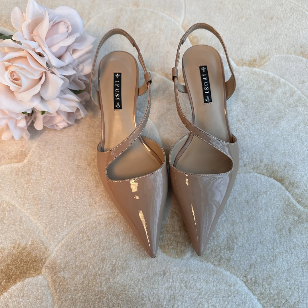 【断码特价】简约百搭轻奢真皮尖头凉鞋高跟鞋 3338-1