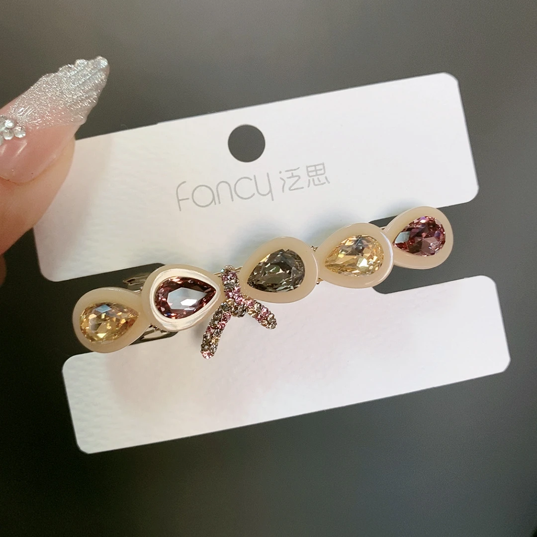 601泛思6公分弹三彩色优雅发饰小巧轻便侧边夹半皮夹韩版时尚