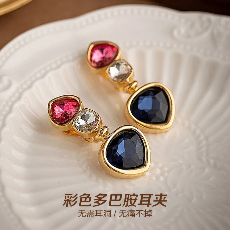 铜合金耳饰 爱心形女无耳洞耳夹国潮风轻奢小众耳环气质耳饰