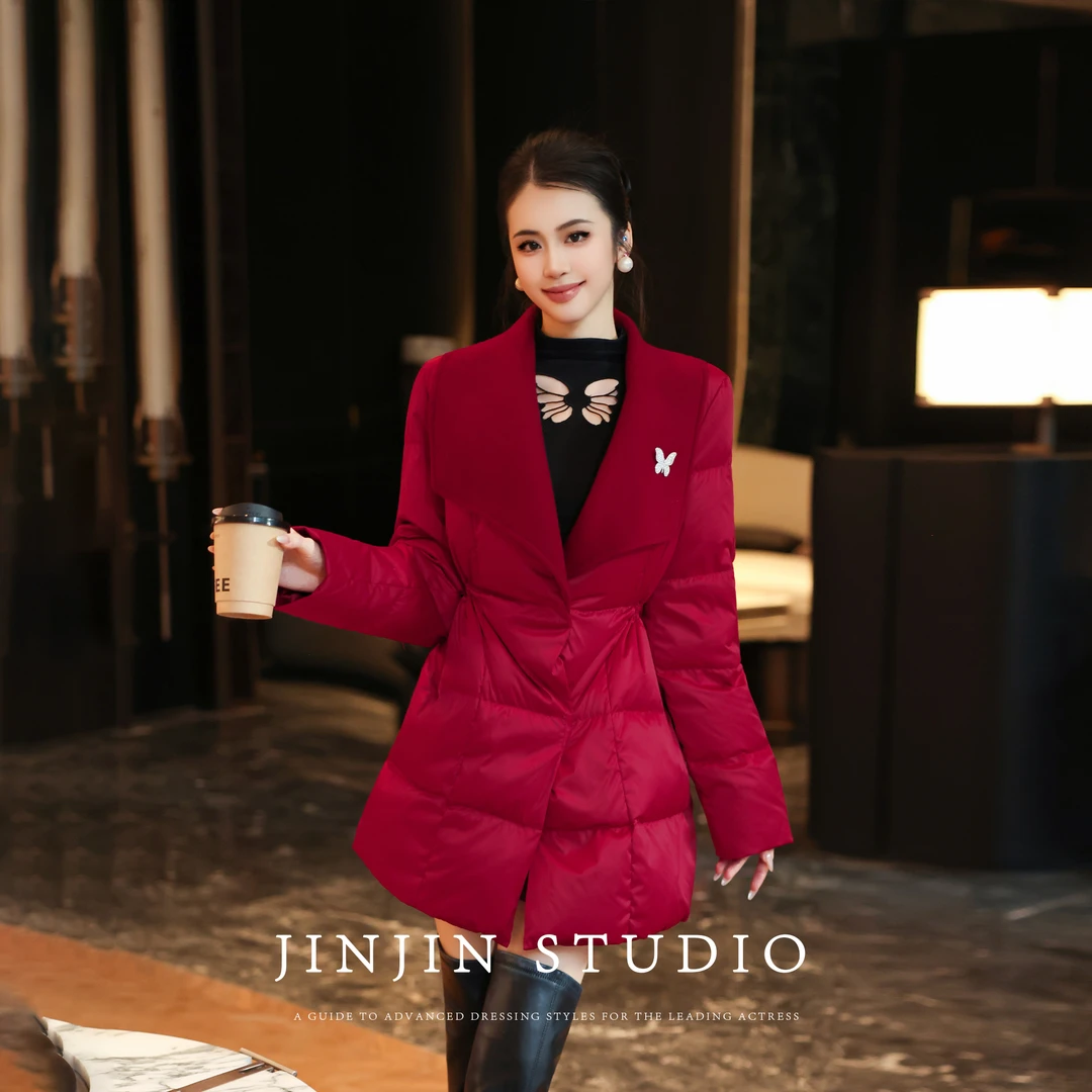 MD进进原创【新派奢华】2025冬季防风百搭保暖羊绒时尚羽绒服外套