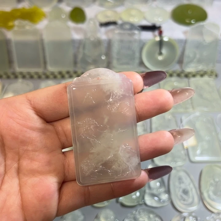 岫玉未镶嵌岫玉白冰挂件山水牌