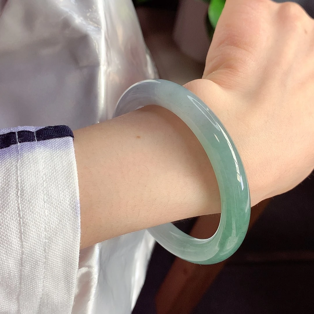 未镶嵌手镯翡翠天然A货翡翠58-59江南烟雨朦胧美镯22号