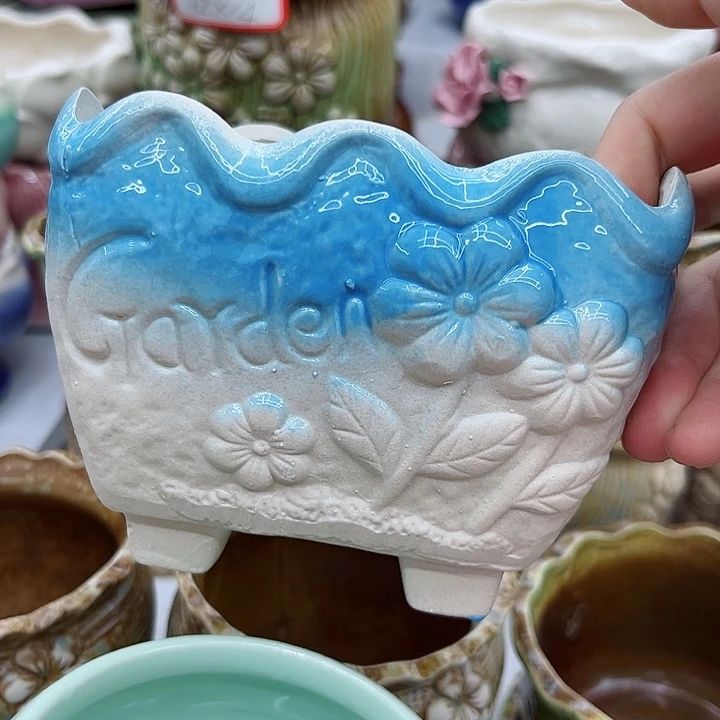 多肉绿植陶瓷花盆9.9包邮，有孔