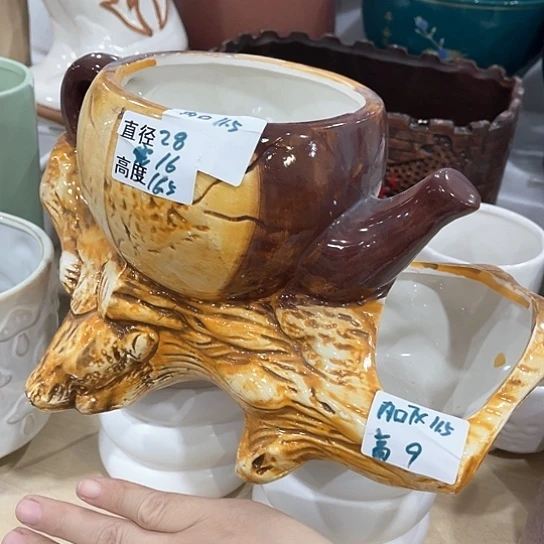 多肉绿植陶瓷花盆9.9包邮，有孔