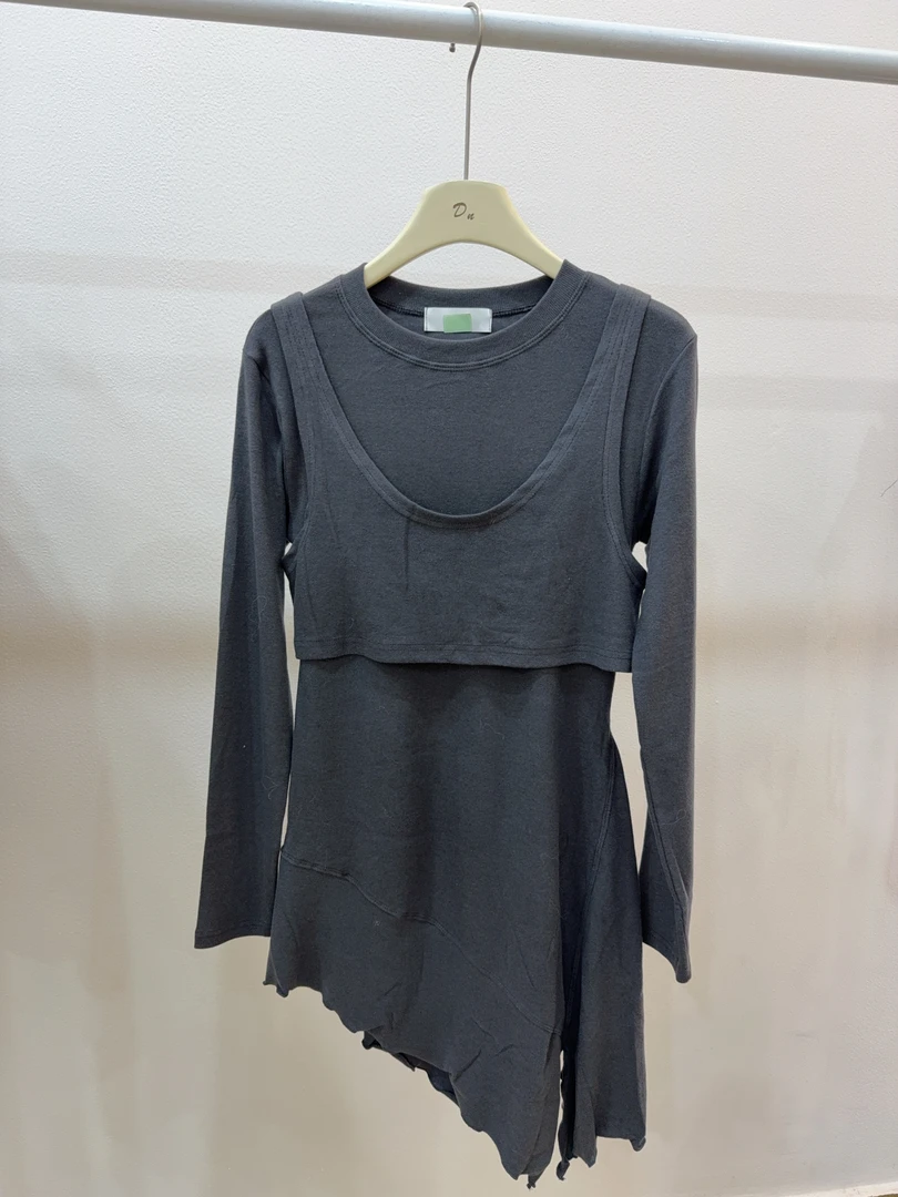 【懂你韩装】灰色长袖衫两件套NO退