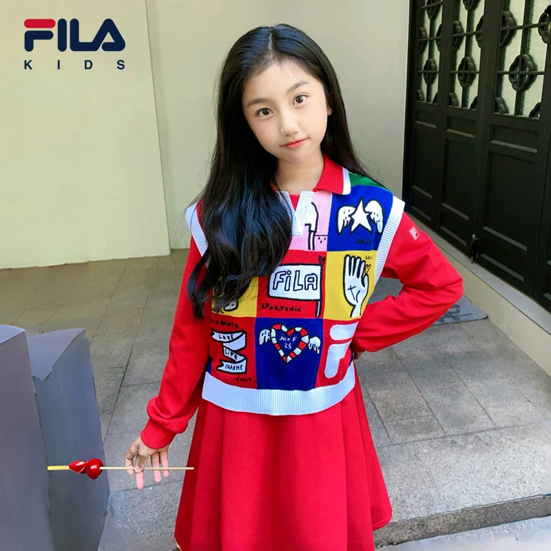 【斐乐儿童】2025年春季中大童针织连衣裙百搭可爱新年款K12G514309