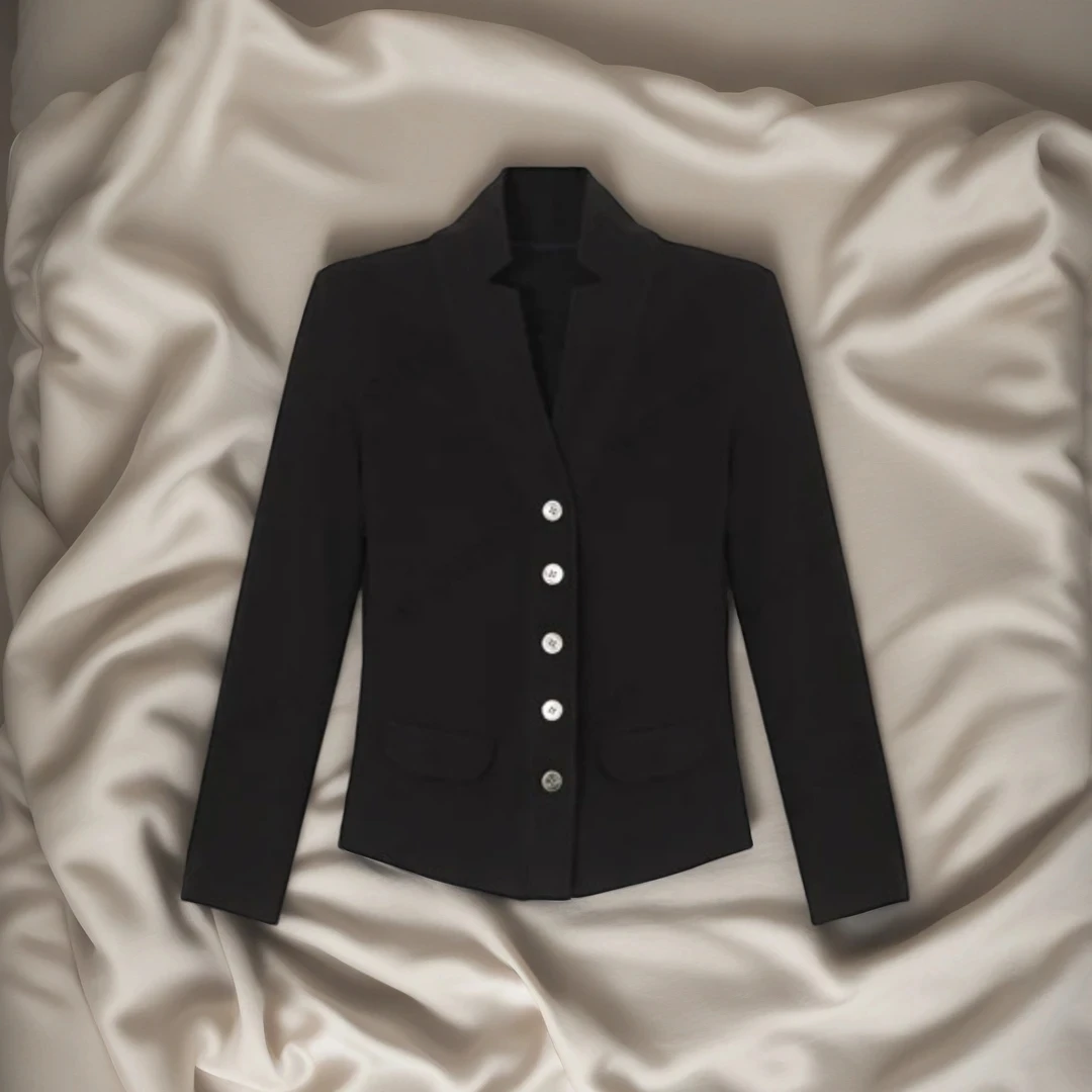 2025年春秋新款高级螺纹针织工艺修身显瘦上衣痞帅炸街风女装衬衫