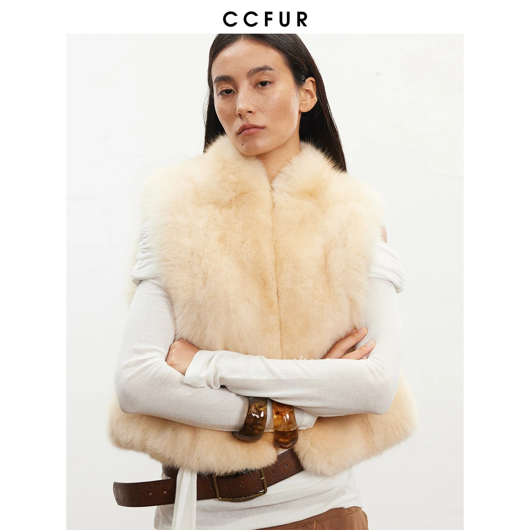 CC皮草 sagafurs中古双色狐狸毛马甲背心软糯 |小奶霜