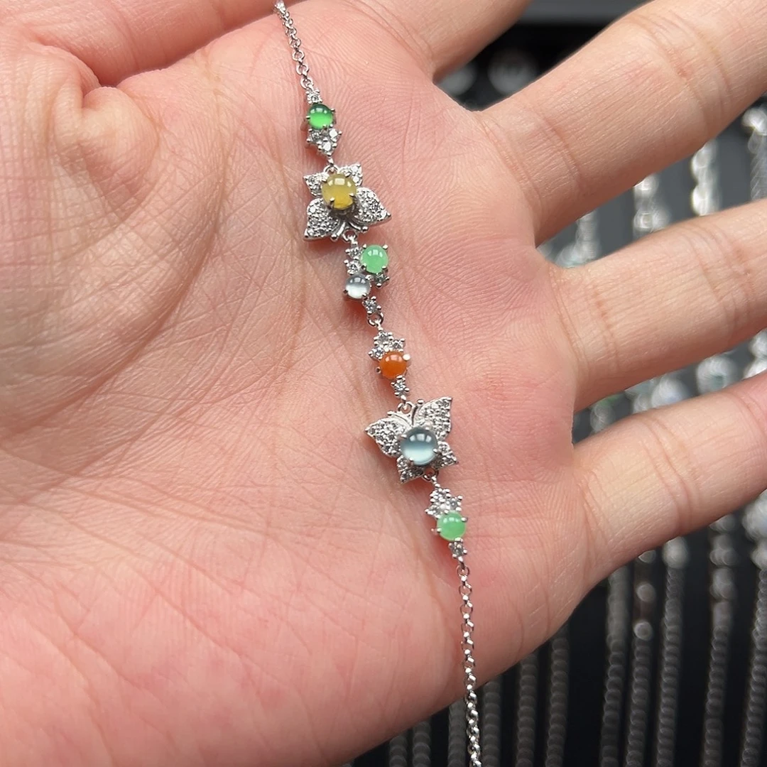 翡翠银S925镶嵌手链