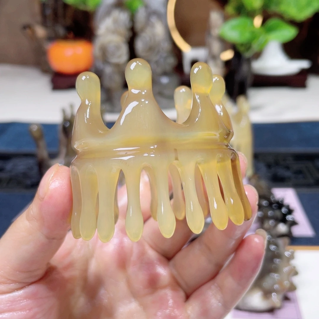 白水牛角双头头疗按摩梳