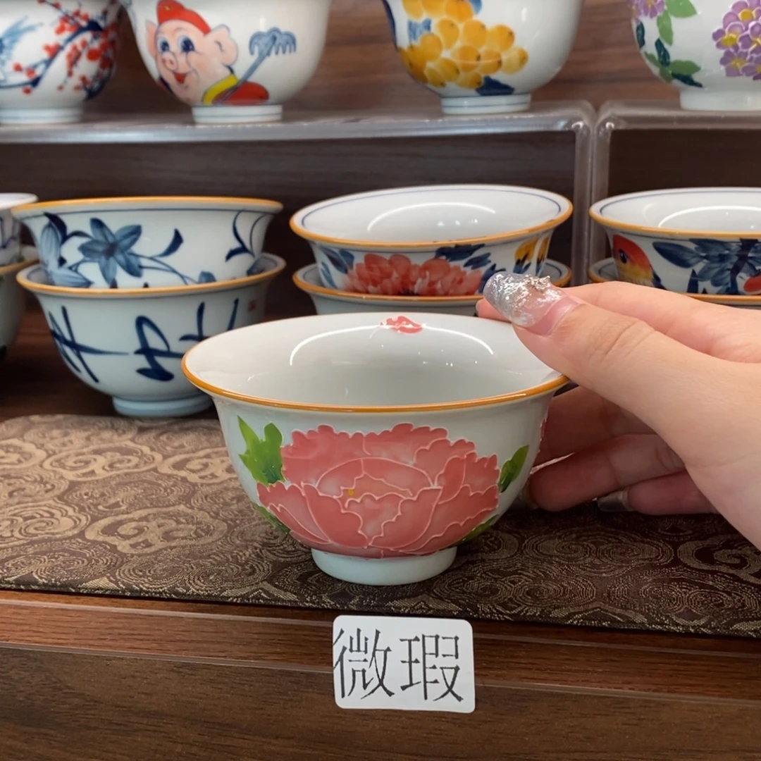 釉下手绘茶具微瑕
