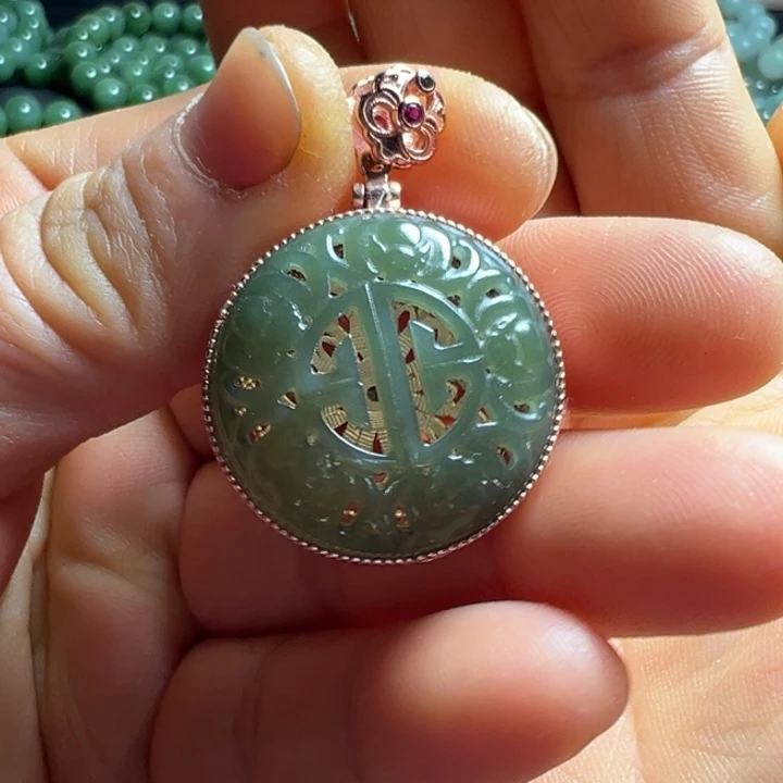 和田玉银S925镶嵌颈饰