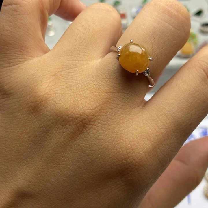 翡翠银S925镶嵌戒指开**好戒指