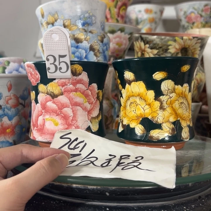 景德镇手绘花盆满38包邮偏远地区除外