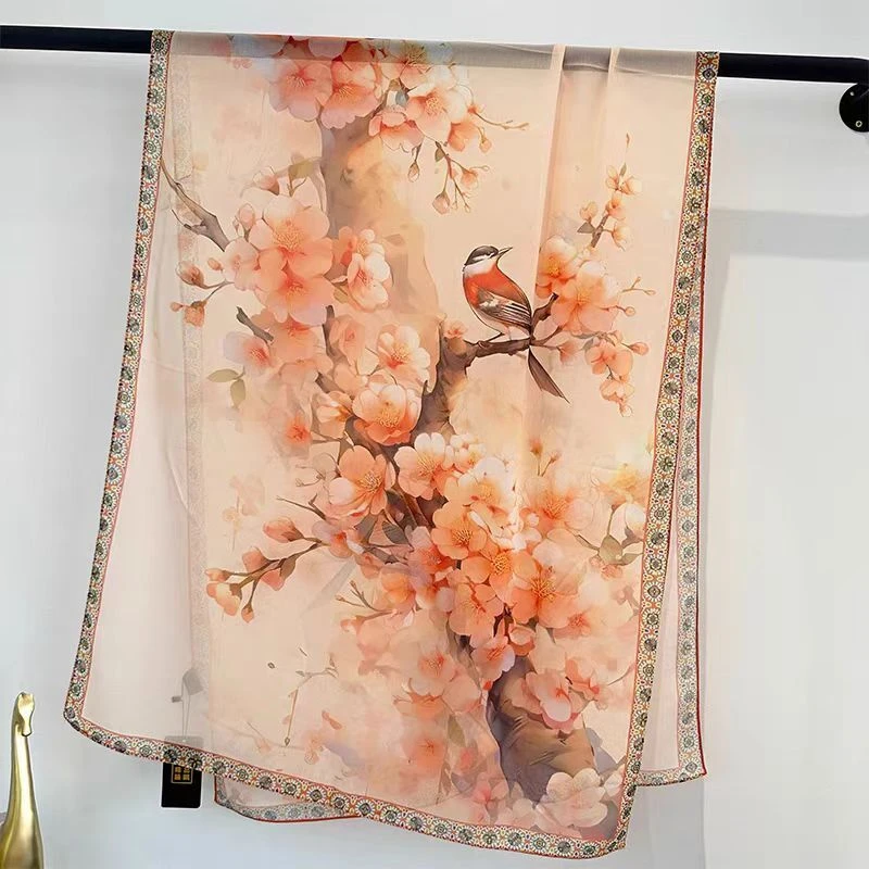 Q22   梅花雀鸟  围巾长巾 180*70左右