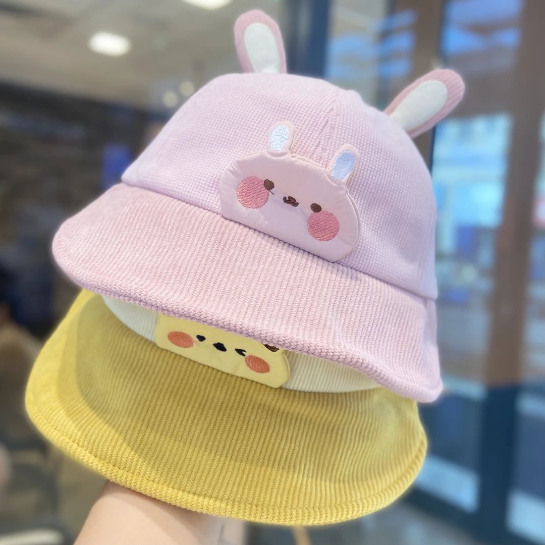 宝宝渔夫帽大帽檐秋冬加厚婴儿超萌可爱灯芯绒男女宝宝软檐鸭舌帽