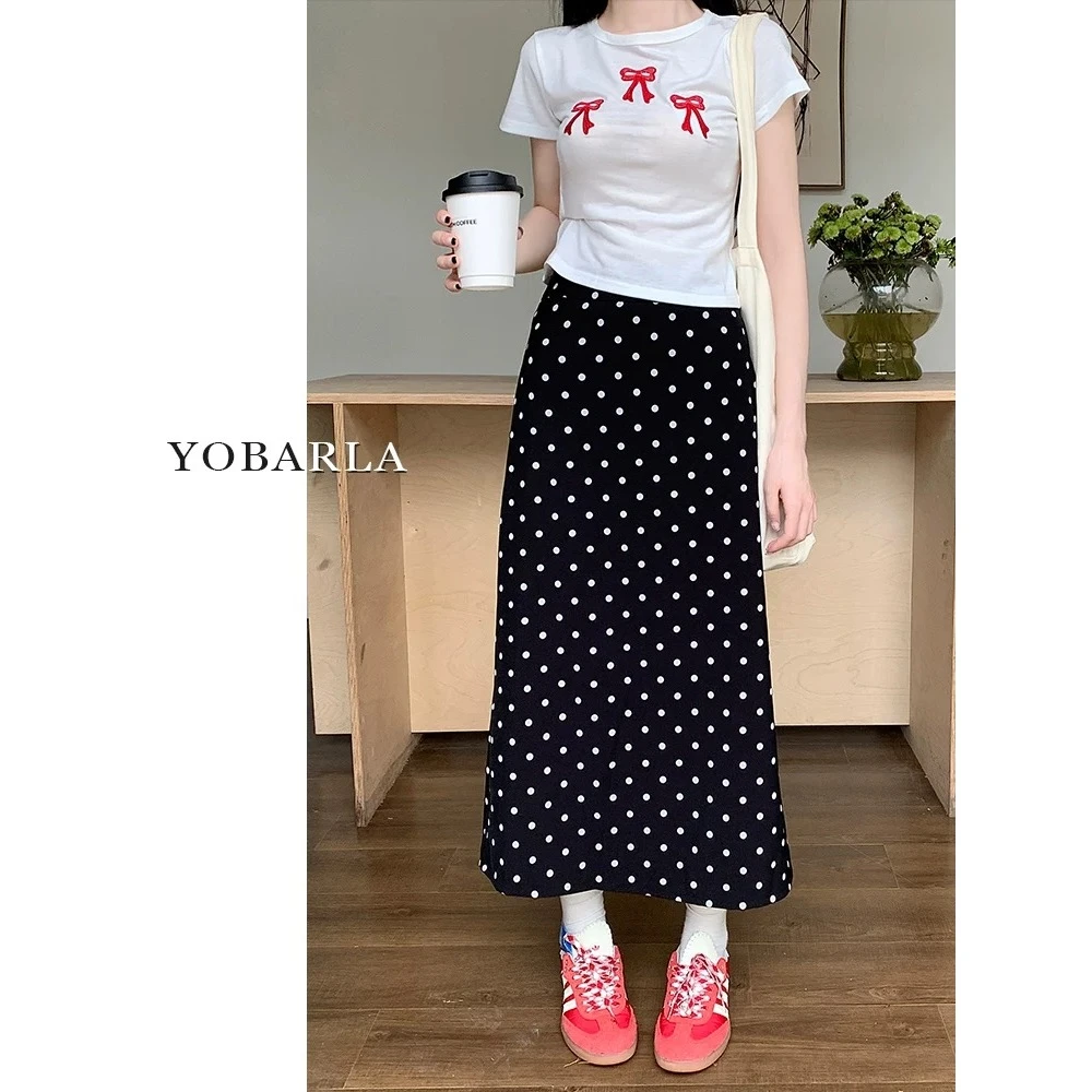 （波点裙）显瘦高腰时尚百搭春夏垂感半身裙L3184#